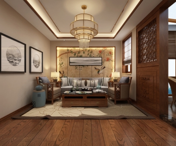 New Chinese Style A Living Room-ID:422584246