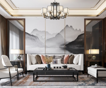 New Chinese Style A Living Room-ID:513972867