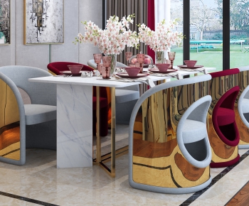 Post Modern Style Dining Table And Chairs-ID:262339533