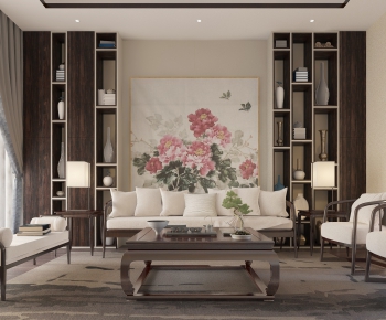 New Chinese Style A Living Room-ID:921932962