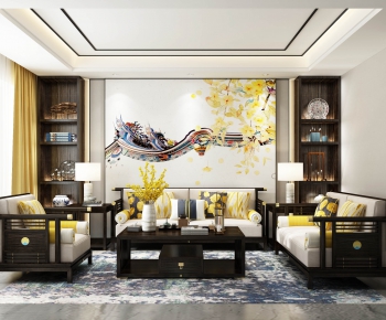 New Chinese Style A Living Room-ID:456711745