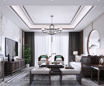 New Chinese Style A Living Room-ID:558664476