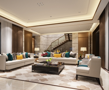 New Chinese Style A Living Room-ID:428993643