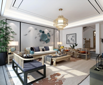 New Chinese Style A Living Room-ID:964567717