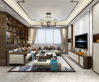 New Chinese Style A Living Room-ID:782846821