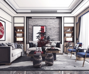 New Chinese Style A Living Room-ID:778284633