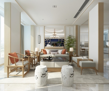 New Chinese Style A Living Room-ID:311301536