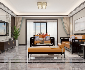 New Chinese Style A Living Room-ID:182556647