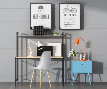 Industrial Style Computer Desk And Chair-ID:527825184