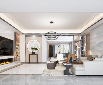 New Chinese Style A Living Room-ID:648987773