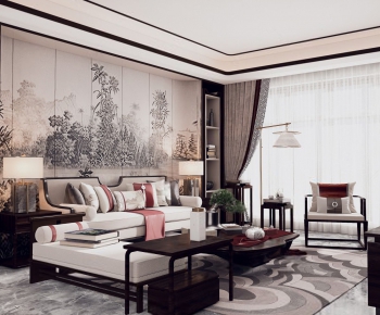 New Chinese Style A Living Room-ID:208704238