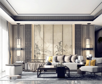 New Chinese Style A Living Room-ID:363702541