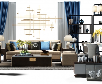 New Chinese Style Sofa Combination-ID:594327846