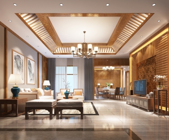 New Chinese Style A Living Room-ID:388997274