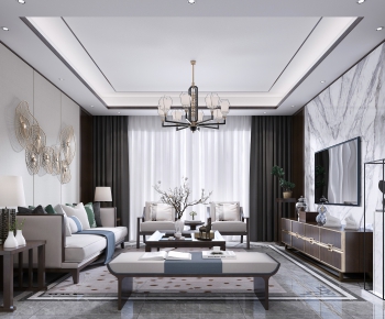 New Chinese Style A Living Room-ID:441452828