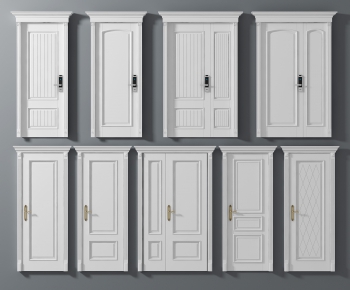 Simple European Style Unequal Double Door-ID:925359679