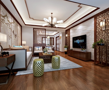 New Chinese Style A Living Room-ID:157082142