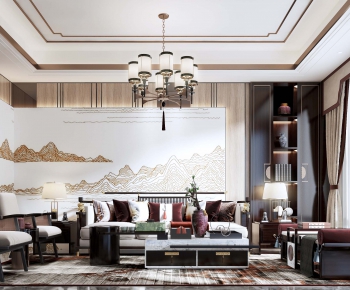 New Chinese Style A Living Room-ID:471354836