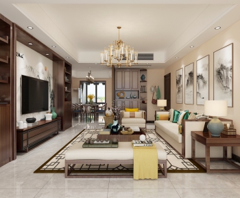 New Chinese Style A Living Room-ID:349931153