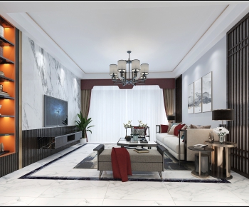 New Chinese Style A Living Room-ID:479939996
