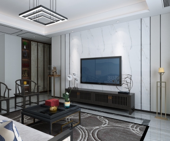 New Chinese Style A Living Room-ID:984122651