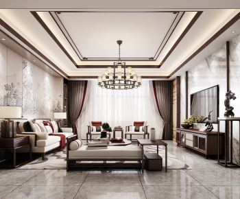 New Chinese Style A Living Room-ID:577919435