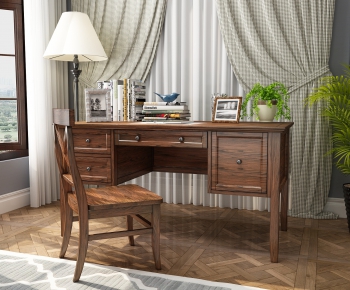 American Style Computer Desk And Chair-ID:144408176