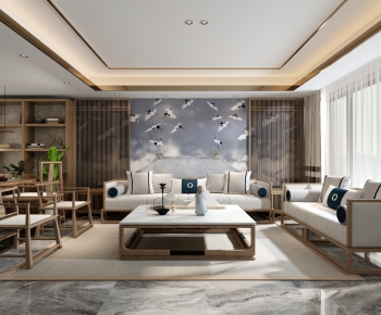 New Chinese Style A Living Room-ID:669548266