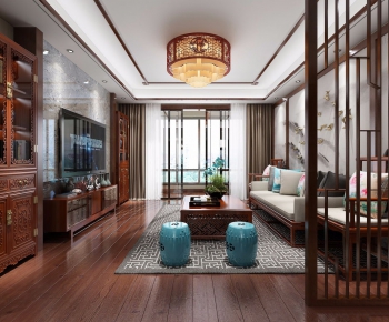 New Chinese Style A Living Room-ID:840798143