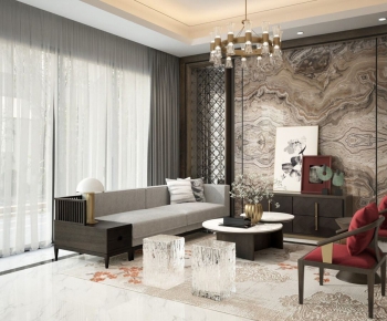 New Chinese Style A Living Room-ID:944542484