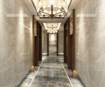 New Chinese Style Office Elevator Hall-ID:435372462
