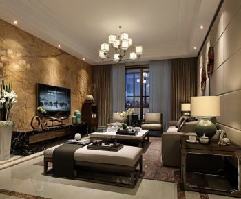 New Chinese Style A Living Room-ID:612008389