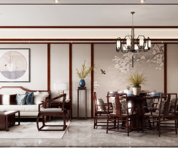 New Chinese Style A Living Room-ID:736532276