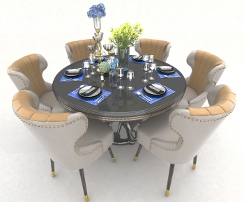 American Style Dining Table And Chairs-ID:824881717