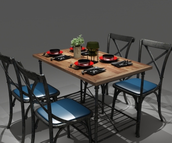 Industrial Style Dining Table And Chairs-ID:743122442