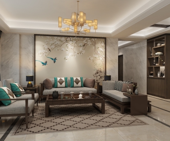 New Chinese Style A Living Room-ID:398012855