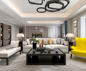 New Chinese Style A Living Room-ID:688901851