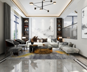 New Chinese Style A Living Room-ID:191312736