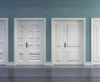 Simple European Style Unequal Double Door-ID:511429394