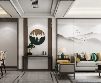 New Chinese Style A Living Room-ID:443346968