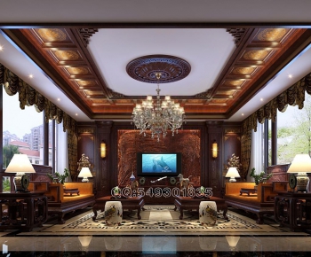Chinese Style A Living Room-ID:744056652