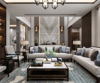 New Chinese Style A Living Room-ID:872604994