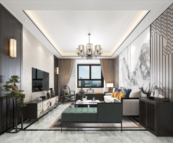 New Chinese Style A Living Room-ID:561763658