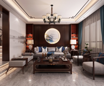 New Chinese Style A Living Room-ID:232352491
