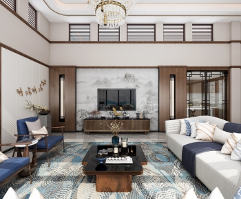 New Chinese Style A Living Room-ID:443201979