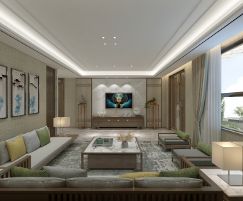 New Chinese Style A Living Room-ID:264563956