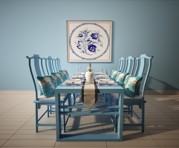 中式蓝色餐桌椅-ID:285059167