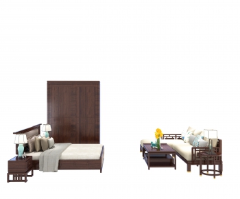 新中式卧室沙发茶几组合-ID:451737676