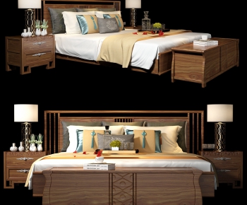 New Chinese Style Double Bed-ID:541864295