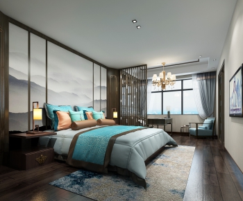 New Chinese Style Bedroom-ID:723787854